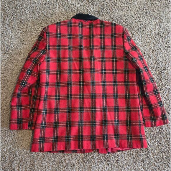 Vintage Plaid Wool Blend Single Button Blazer Sag harbor Red 16 - Picture 5 of 7